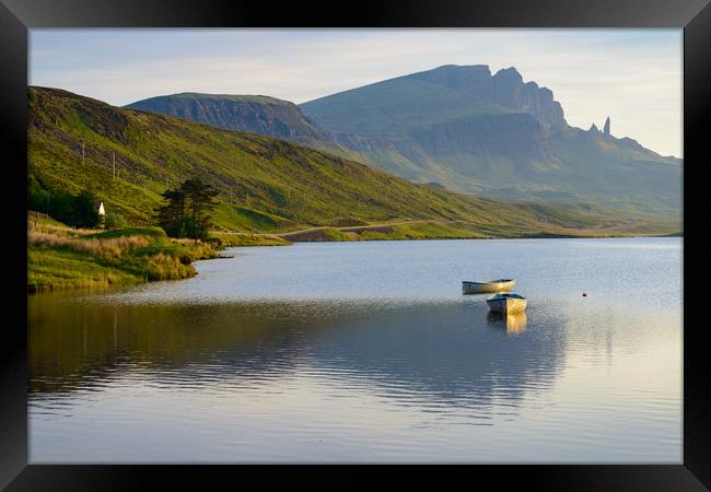 Boats on Loch Fada Isle Of skye Framed Print by Michael Brookes