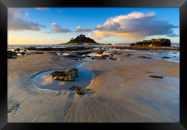 Tidal art Saint Michael's Mount Framed Print by Michael Brookes