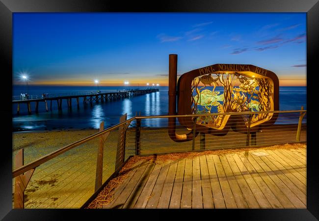 Beach graphic Port Noarlunga,  Adelaide South Aust Framed Print by Michael Brookes