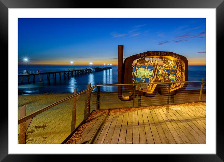 Beach graphic Port Noarlunga,  Adelaide South Aust Framed Mounted Print by Michael Brookes