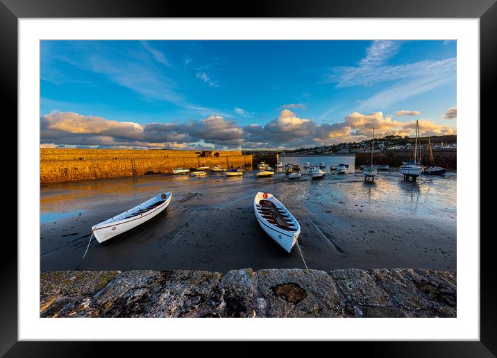 Pilot gigs Saint Michael's Mount harbour Framed Mounted Print by Michael Brookes