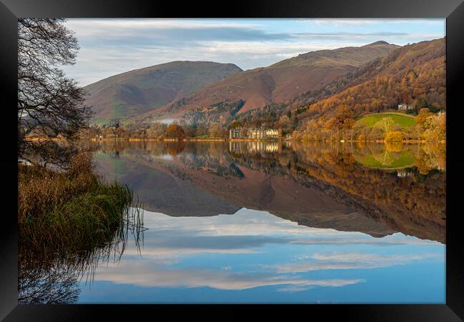 Grassmere Autumn reflections  Framed Print by Michael Brookes