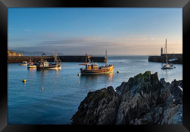 Boats in Mevagissey harbour Framed Print by Michael Brookes