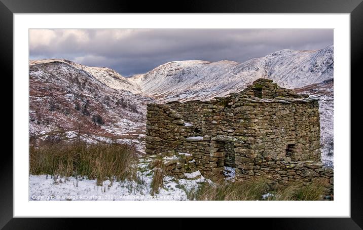 Old Stone Barn in Lake District Framed Mounted Print by George Robertson