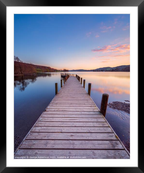 Coniston Jetty at sunset Framed Mounted Print by George Robertson