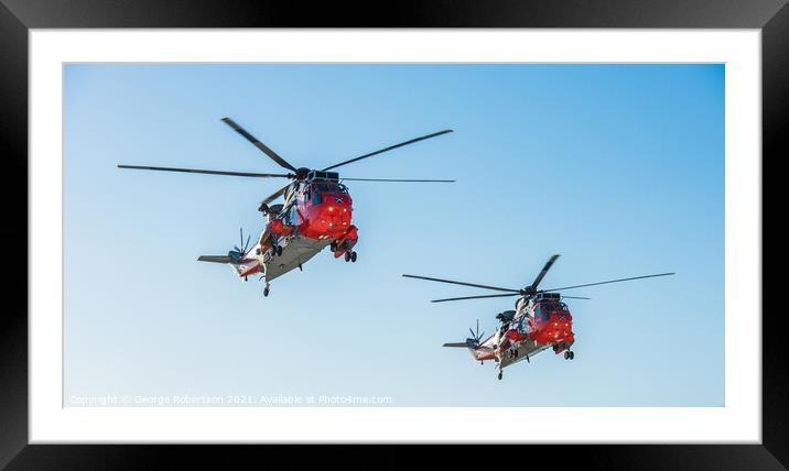 Rescue Sea Kings Farewell flight Framed Mounted Print by George Robertson