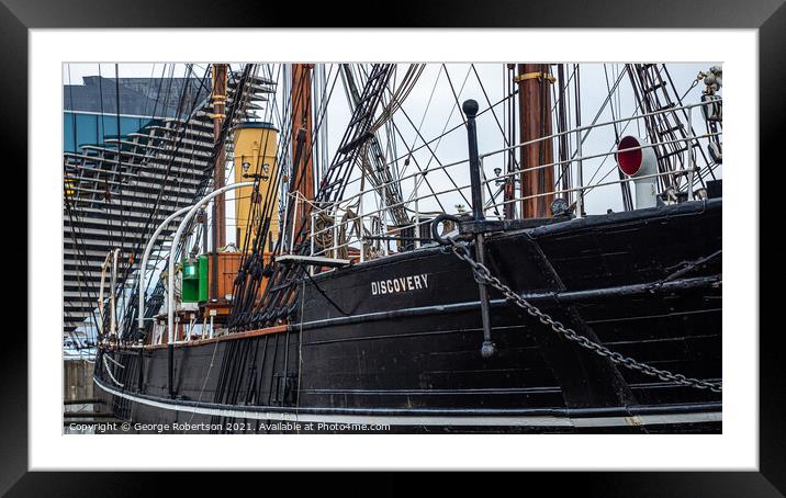 RRS Discovery in Dundee Framed Mounted Print by George Robertson