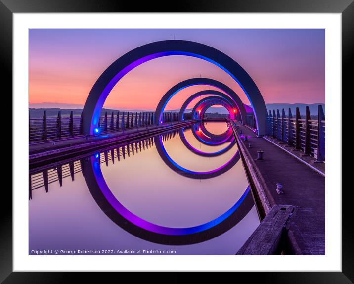 Falkirk Wheel at Night Framed Mounted Print by George Robertson