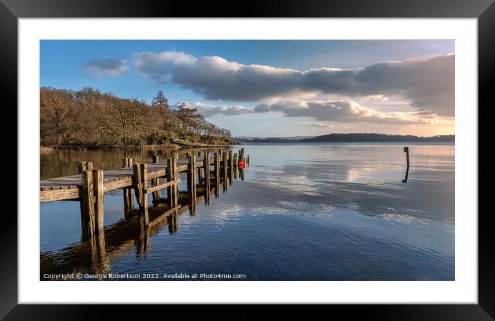 Jetty at Sallochy Bay on Loch Lomond Framed Mounted Print by George Robertson