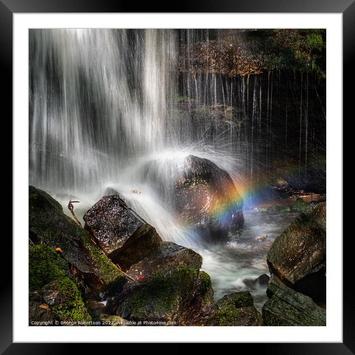 Waterfall Rainbow  Framed Mounted Print by George Robertson