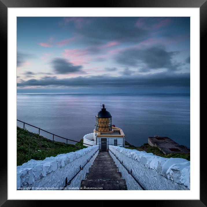 St Abbs Head lighthouse sunset Framed Mounted Print by George Robertson