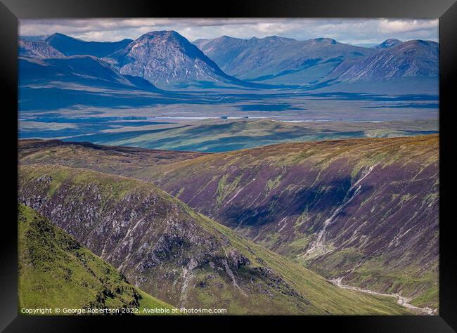Looking across the moors into Glencoe Framed Print by George Robertson