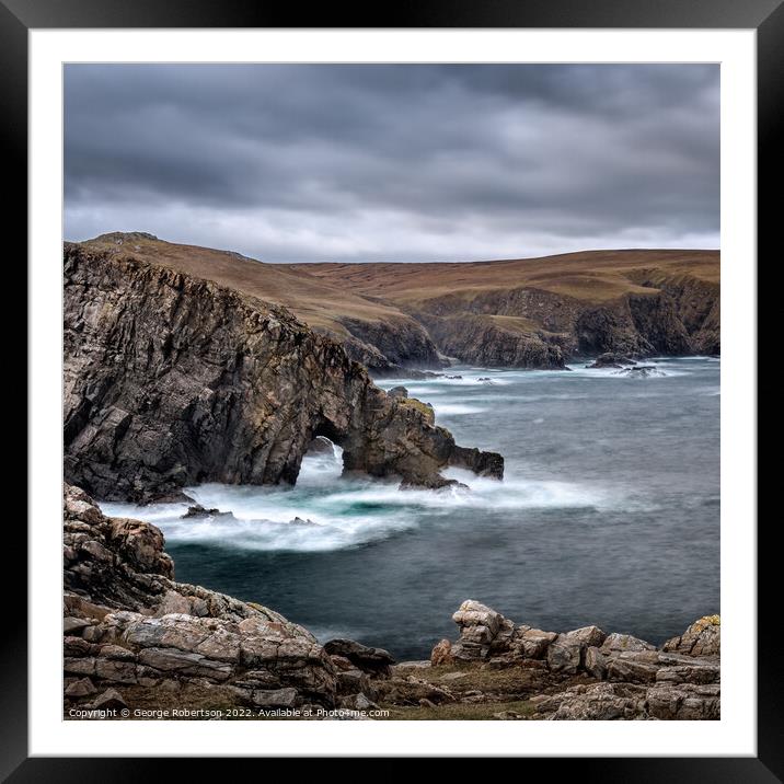Sea Arch at Strathy Point Framed Mounted Print by George Robertson
