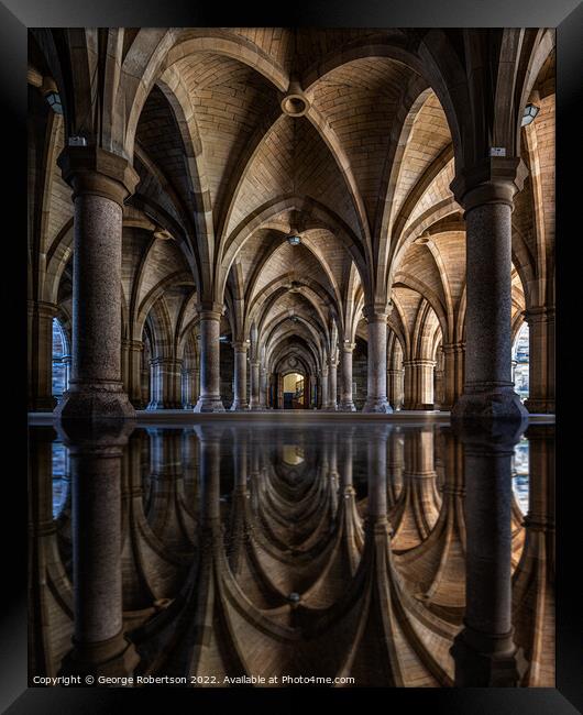 Reflections of Glasgow Universtity Cloisters Framed Print by George Robertson