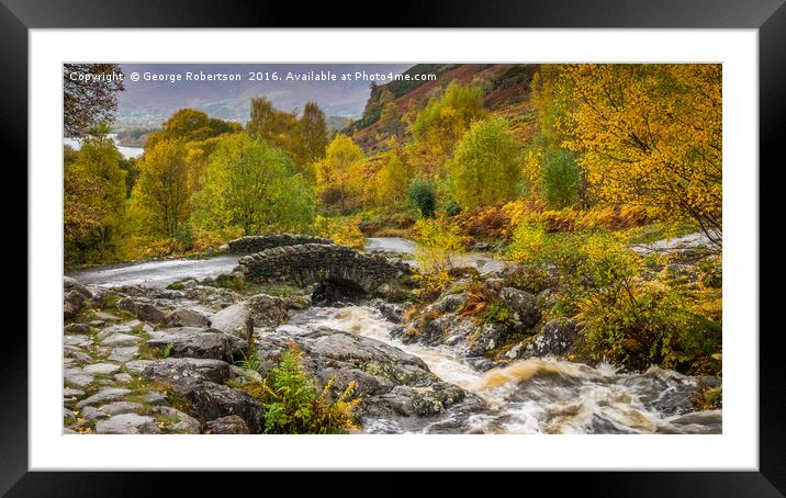 Autumn at Ashness Bridge in Lake District, England Framed Mounted Print by George Robertson