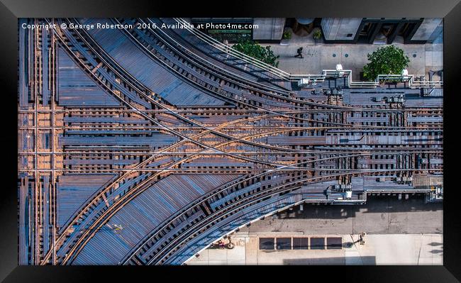 Train Tracks Chicago Loop Framed Print by George Robertson