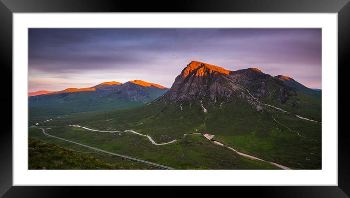 Buchaille Etive Mor on a summer evening Framed Mounted Print by George Robertson