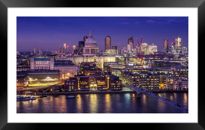 St Pauls Cathedral by night Framed Mounted Print by George Robertson
