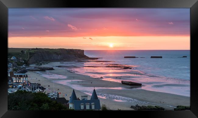 Mulberry Harbour at Arromanches Framed Print by George Robertson