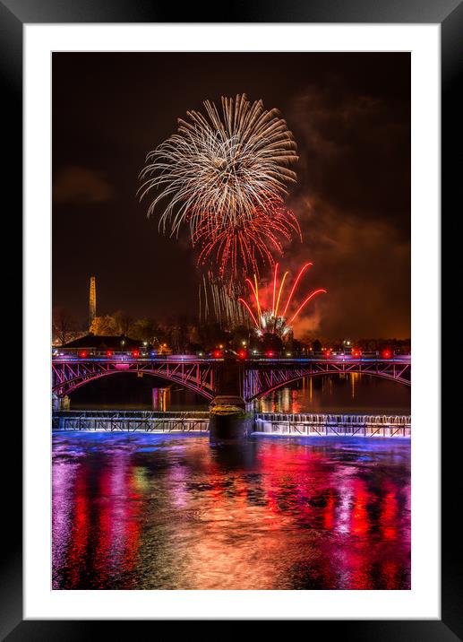 Guy Fawkes night Firework display at Glasgow Green Framed Mounted Print by George Robertson