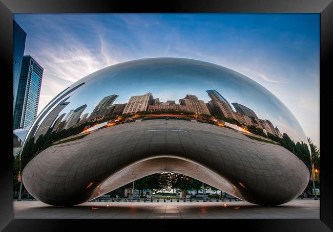 Reflections in The Chicago Bean Framed Print by George Robertson
