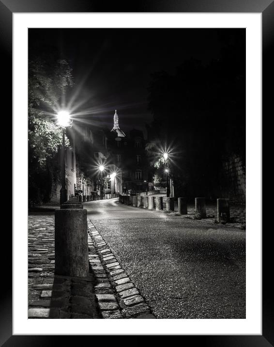 Paris street scene at night Framed Mounted Print by George Robertson