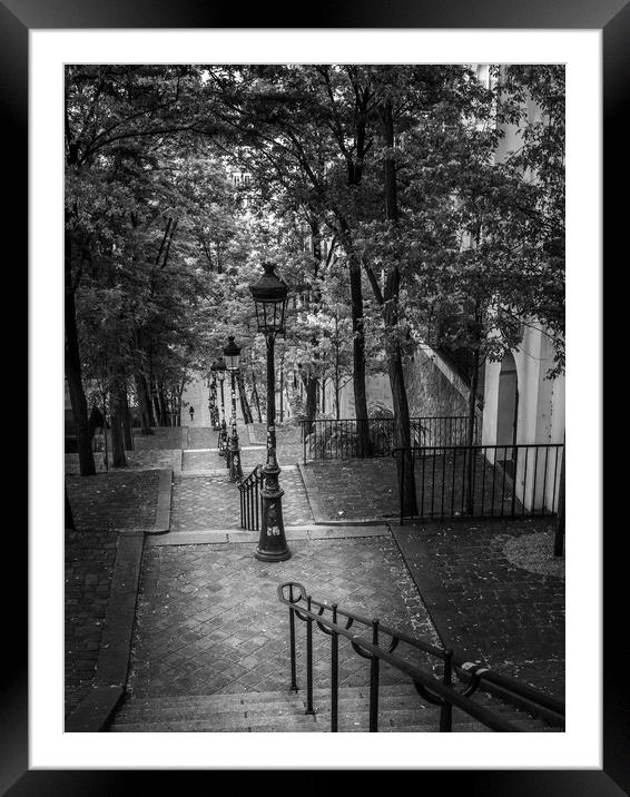 The Rue Foyatier Stairs in Montmartre Paris Framed Mounted Print by George Robertson