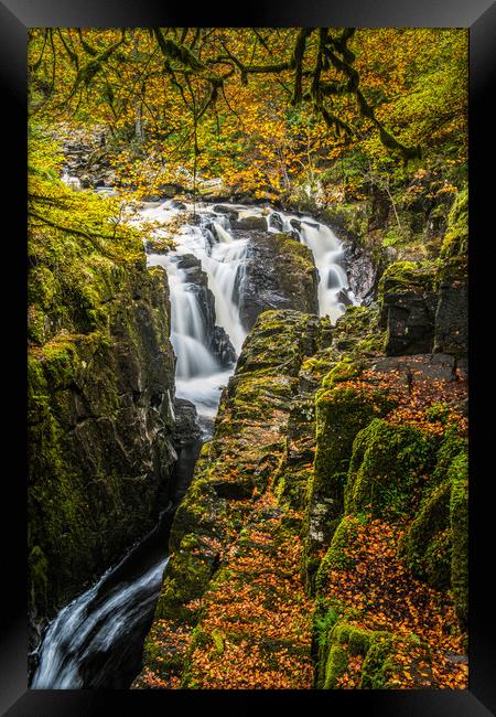 Waterfalls on the River Braan in Autumn Framed Print by George Robertson