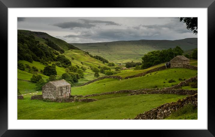 The old barns in Swaledale Framed Mounted Print by George Robertson
