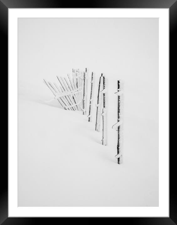 Rime Ice on snow fence  Framed Mounted Print by George Robertson