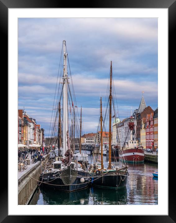 The old harbour area of Nyhan in Copenhagen Framed Mounted Print by George Robertson