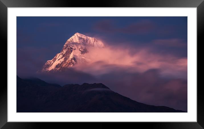 Clouds clearing on Annapurna South Framed Mounted Print by George Robertson
