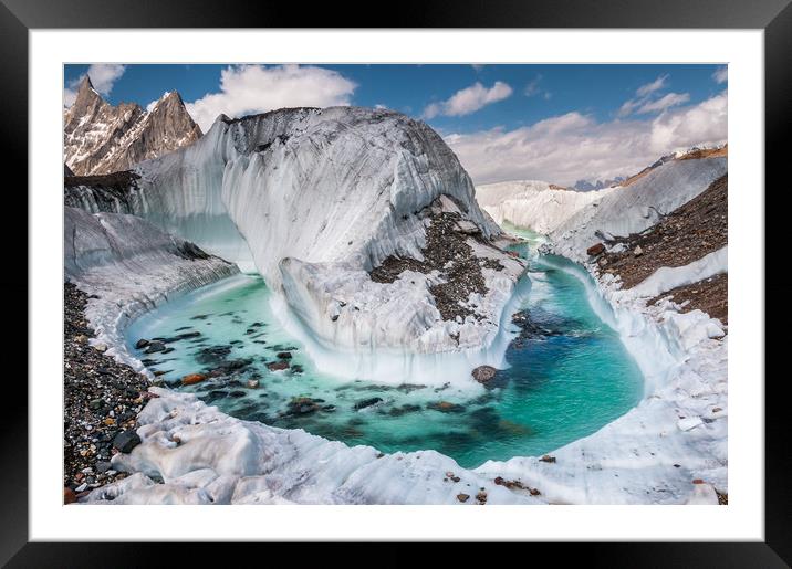 Glacial River on Baltoro Glacier Framed Mounted Print by George Robertson