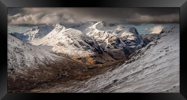 Glencoe, The Three Sisters in Winter Framed Print by George Robertson