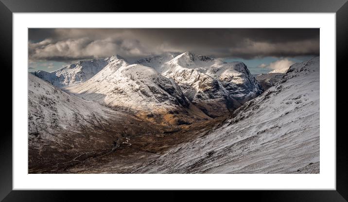 Glencoe, The Three Sisters in Winter Framed Mounted Print by George Robertson