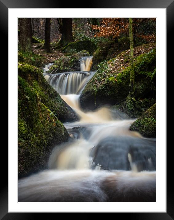 Series of small waterfalls on the river Framed Mounted Print by George Robertson