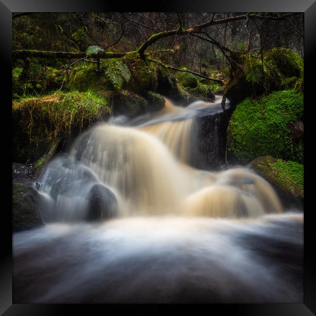 Waterfalls on a small brook Framed Print by George Robertson
