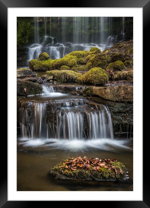 Scaleber Falls in Yorkshire Dales Framed Mounted Print by George Robertson