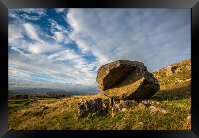 The erratic called Samsons Toe in Yorkshire  Framed Print by George Robertson