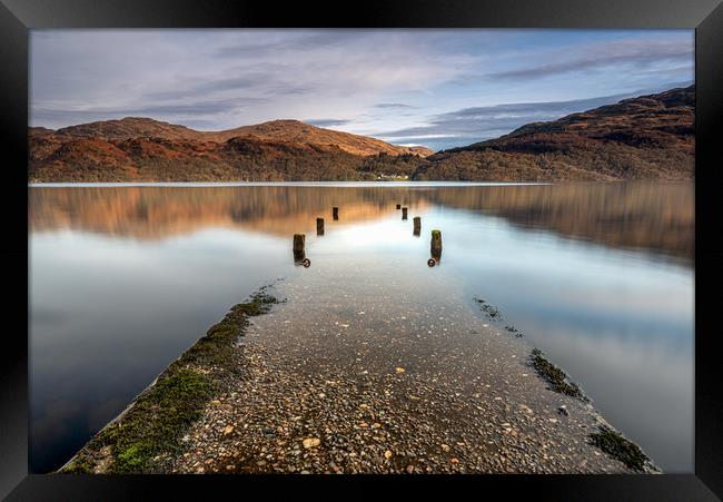 Old Jetty opposite Inversnaid at Loch Lomond Framed Print by George Robertson