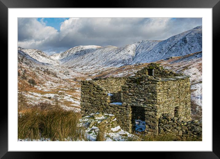Old Stone Barn on Kirkstone Pass Framed Mounted Print by George Robertson