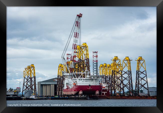 Seajacks Scylla at dock on the Cromarty Firth Framed Print by George Robertson
