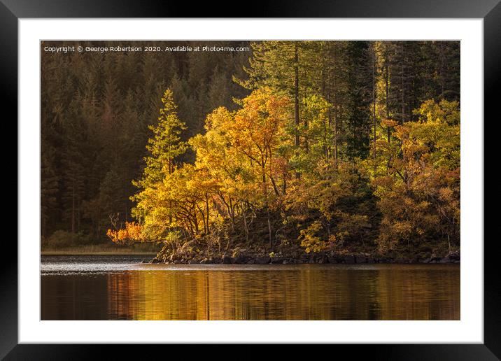 Autumn gold at Loch Ard Framed Mounted Print by George Robertson