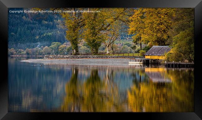 Autumn at the boathouse on Loch Ard Framed Print by George Robertson