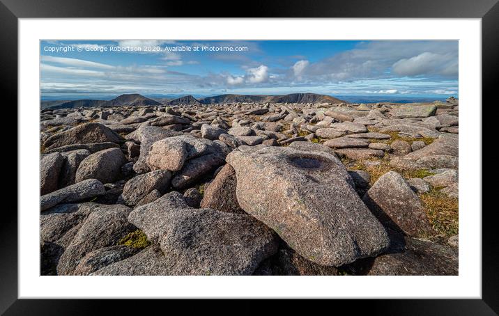 The Cairngorm plateau from the summit  of Ben MacDui  Framed Mounted Print by George Robertson