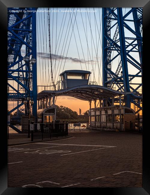 Middlesbrough Transporter Bridge Gondola at sunrise Framed Print by George Robertson