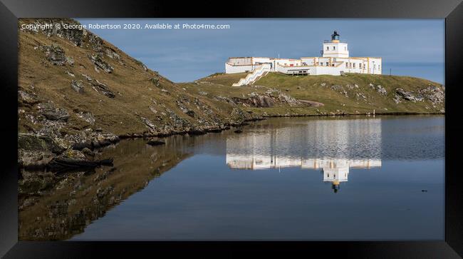 The Lighthouse at Strathy Point Framed Print by George Robertson
