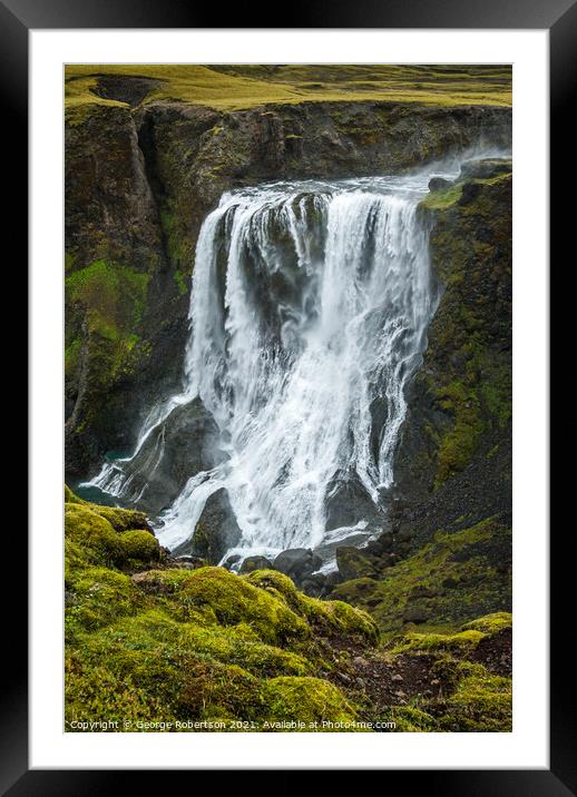 The Beautiful Waterfall (Fagrifoss) Framed Mounted Print by George Robertson