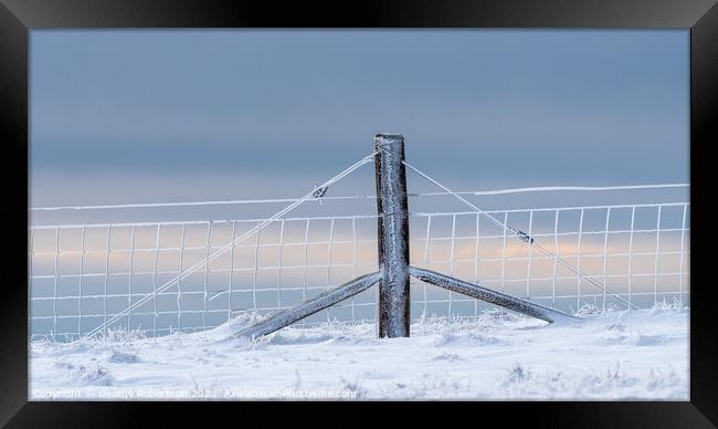 Rime ice on the Fence Framed Print by George Robertson