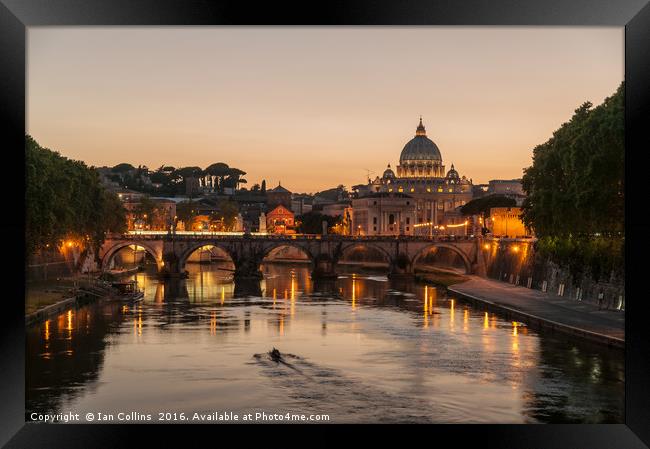 Sunset on the Tiber, Rome Framed Print by Ian Collins